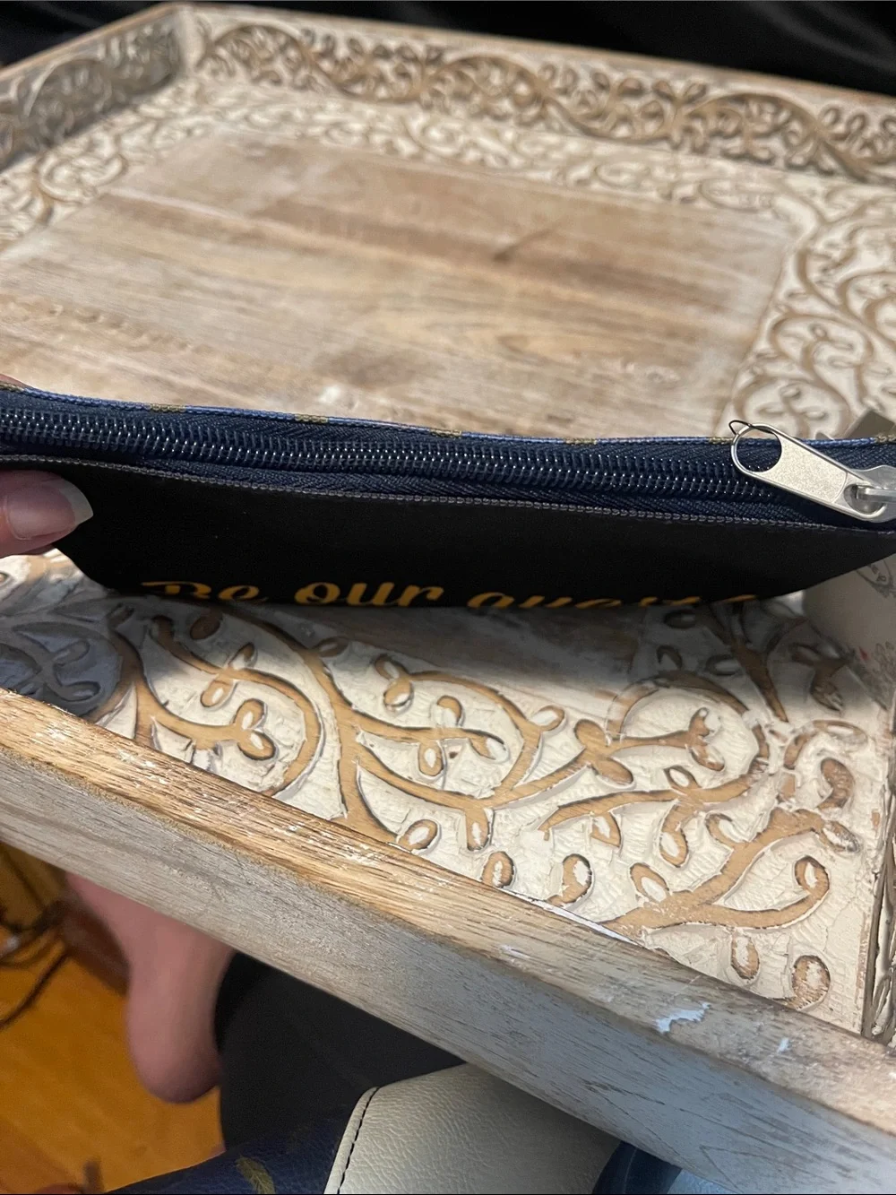 Disney Beauty and the Beast Blue and Yellow Zip Cosmetic Pouch
